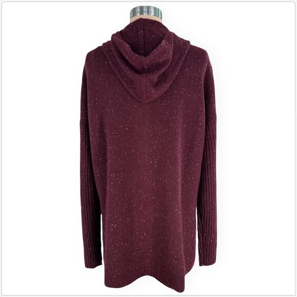 UGG Elyse 100% Cashmere Burgundy Marled Zip Front Hoodie Cardigan Sweater NWT M - Picture 7 of 8